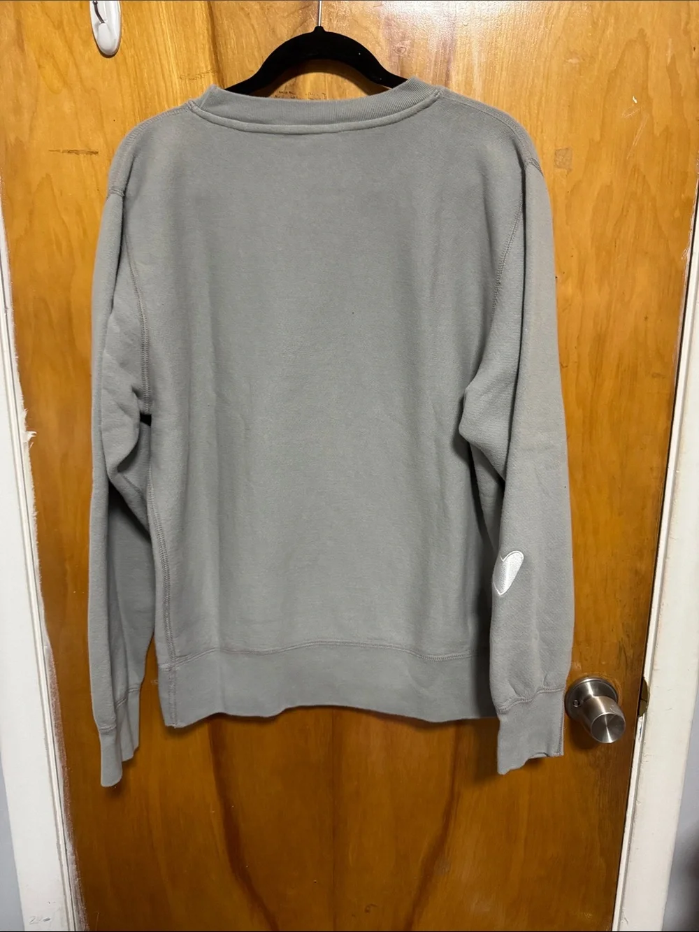 Grey 'Detroit' Embroidered Crewneck Sweatshirt with Blue Script - Picture 8 of 9